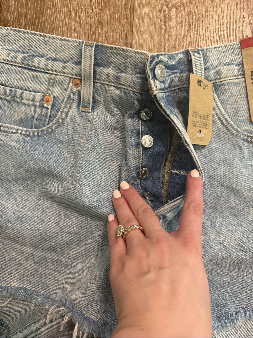 Levi's Light Blue High-Rise 501 Cutoff Denim Shorts - Picture 3 of 3